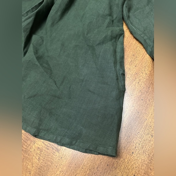 Bryn WALKER Womens Linen Jacket Size Large Hunter Green Open Draped Collar - Picture 12 of 16
